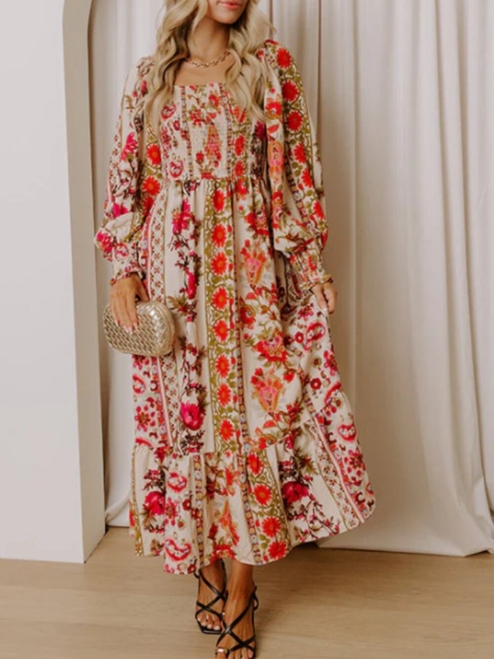 Vanilla Floral Midi Dress Large